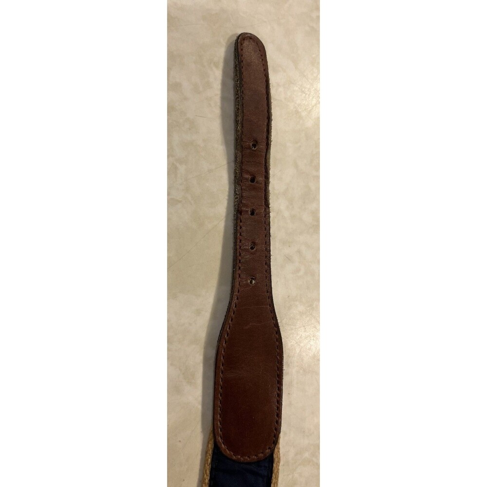 Embroidered Belt Sailboat Pattern Canvas Leather Brass Buckle Preppy Golf 28 - Picture 5 of 8